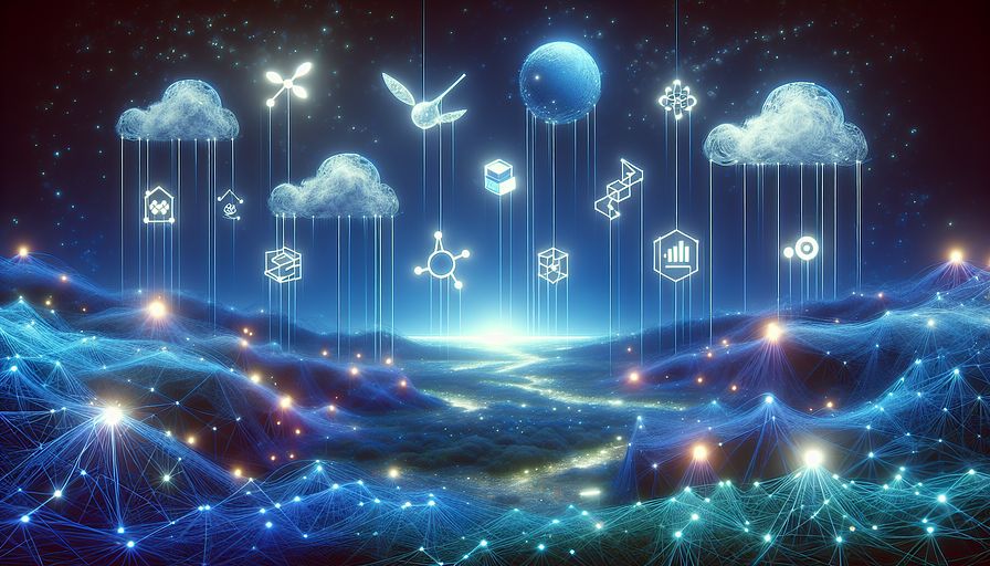 Imagine an abstract digital landscape that symbolizes simplicity, efficiency, and concurrent programming. This landscape is filled with high-performance systems represented as scalable, robust microservices. They're connected by vibrant electric blue threads, encapsulating the collaboration between different strata of a technical team, from the highest decision-makers to the hands-on developers. Overhead, ethereal symbols representing programming tools like Go Language, Docker, and Kubernetes float. Abstract representations of the Gin, Echo, and Revel frameworks are depicted as unique celestial bodies illuminating the landscape. The scene is bathed in shades of blue to symbolize the impact of these technologies on our future, where the architecture of microservices offers rapid and efficient development.